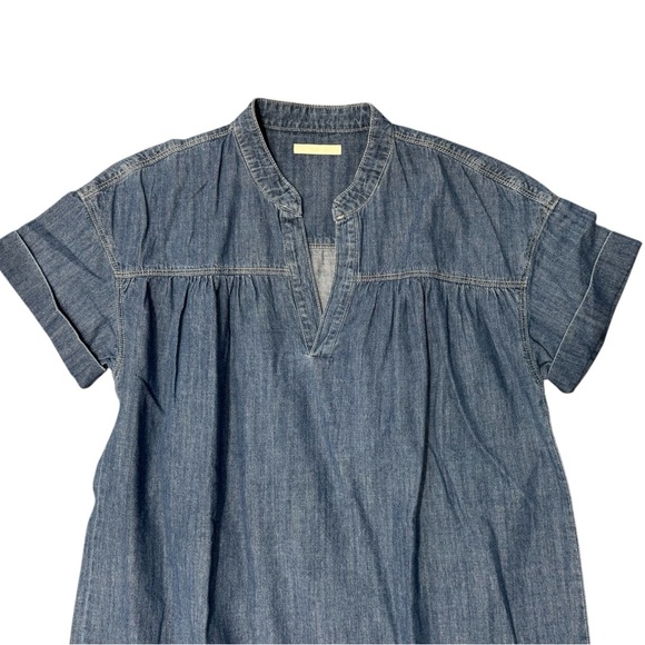 Mother The Gatherer Popover Mini Dress Chambray Denim Simple Things Wash S NWT - Picture 5 of 10